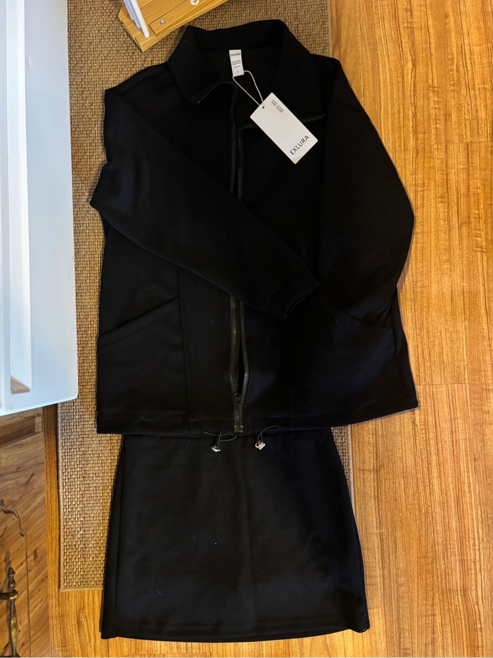 Exlura Black Zip Jacket and Skirt Set